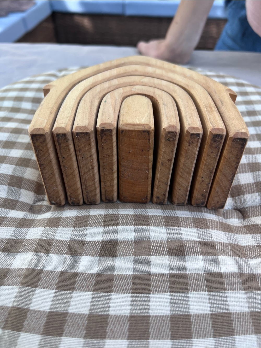 Grimm’s | Natural Wood House Arch Montessori Toy Stacker - Picture 2 of 6